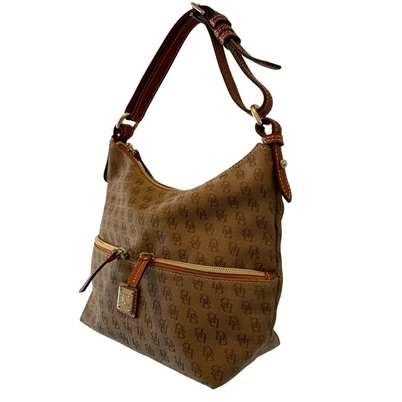 Dooney & Bourke Tan Hobo Bag with Brown Accents - Picture 5 of 15